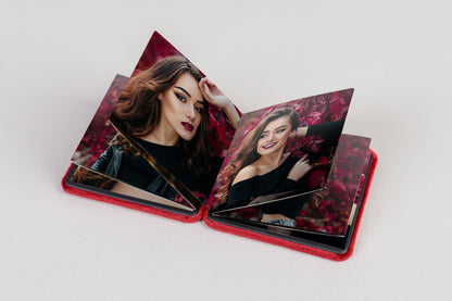 Darilo za valentinovo rdeča zložljiva fotoknjiga z magnetnim zapiranjem