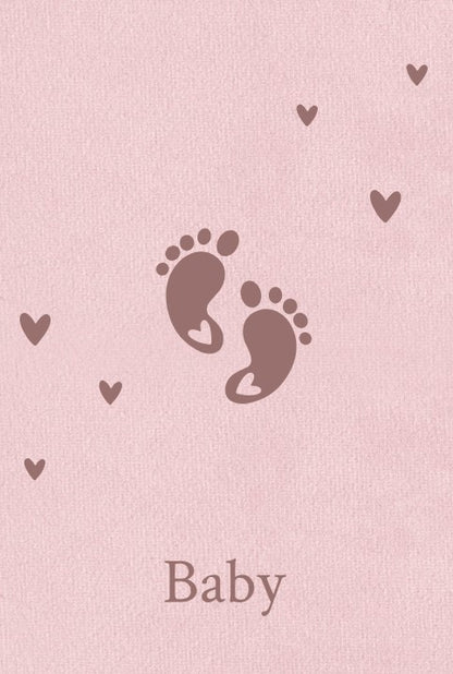 žametna mini fotoknjiga v pastelni roza barvi motiv otroške nogice