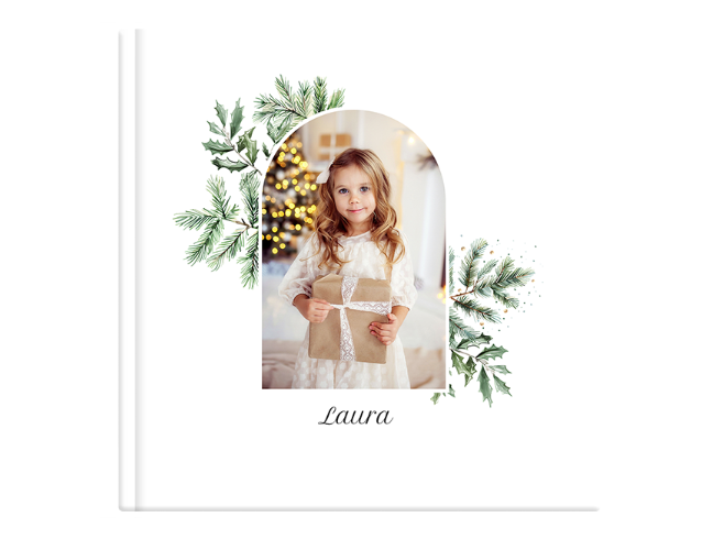 Naslovnica čarobnega božičnega foto albuma z možnostjo osebnega napisa ali fotografije.