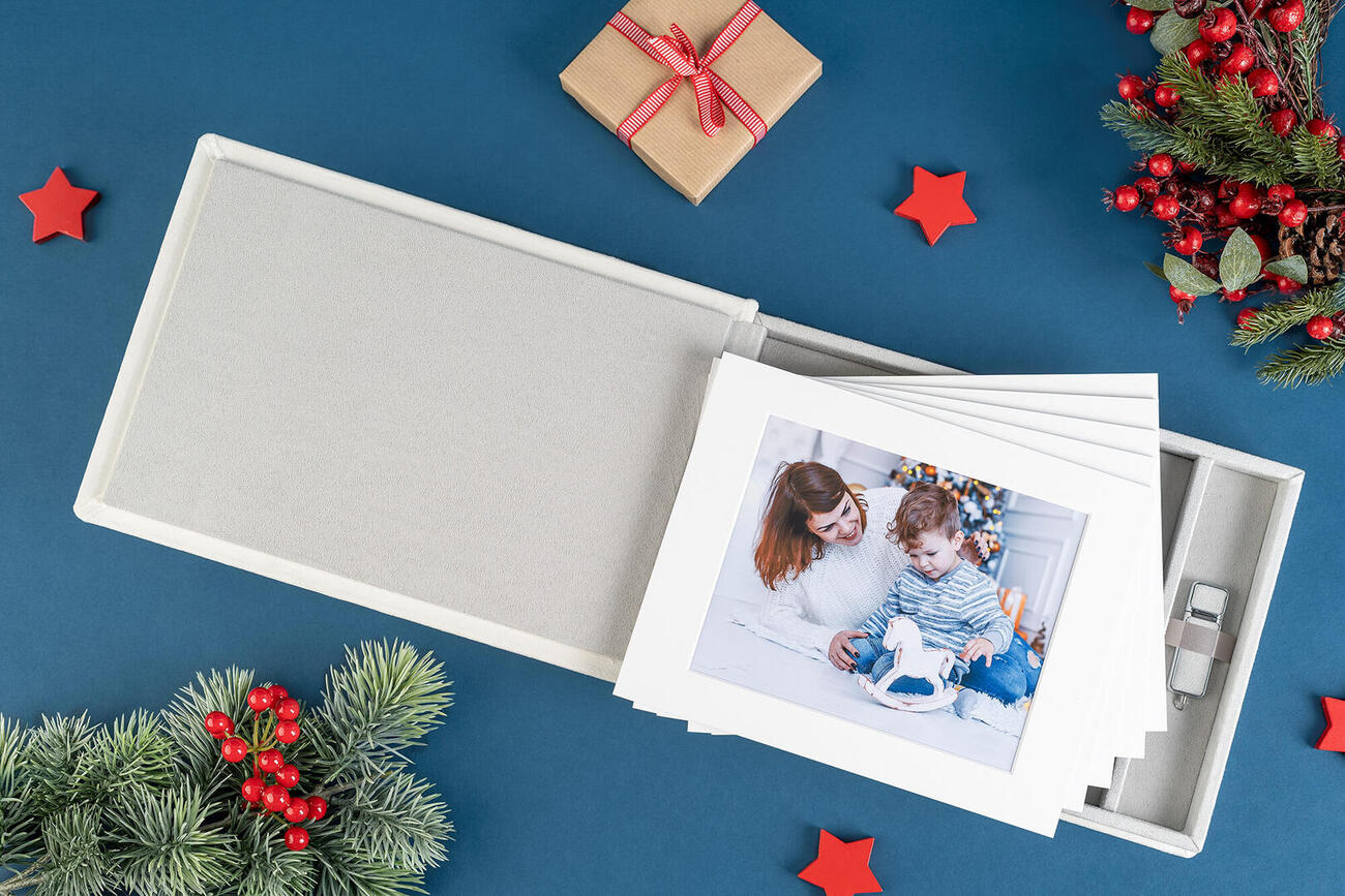 Božične ART fotografije za razstavo ali shranjevanje v spominski škatli z usb